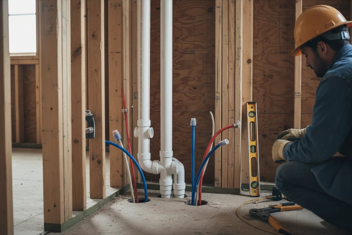 Drain and supply rough-in during Garbage Disposal Repair in Mount Holly